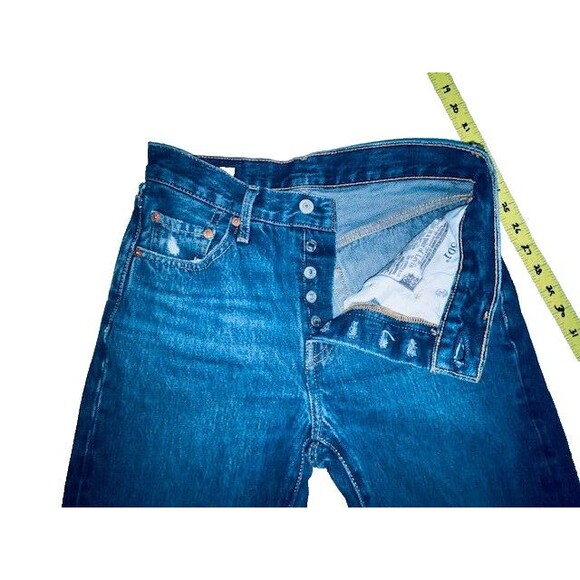 Levis 501 Jeans Womens 24x30 Fits 27x30 Blue Premium Button Fly Distressed Big E - Picture 11 of 16